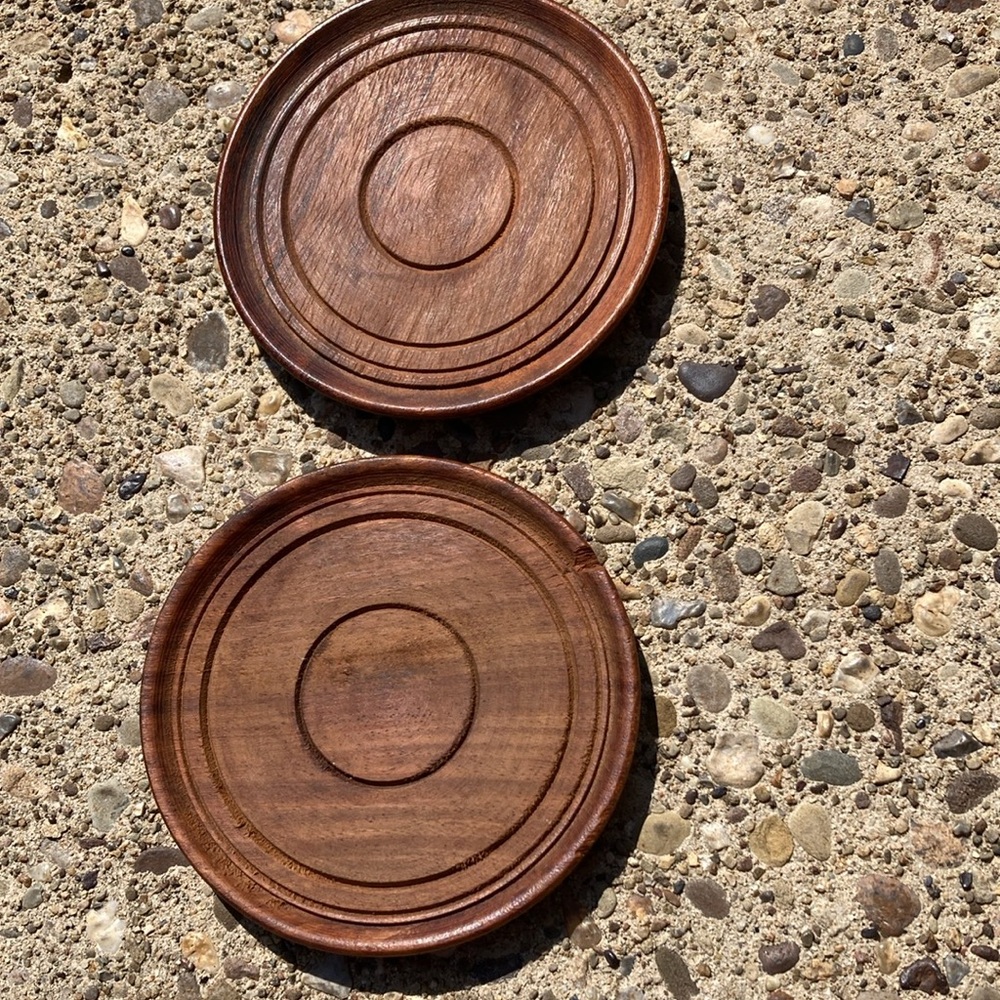 Wood Vintage coaster set - Picture 10 of 12